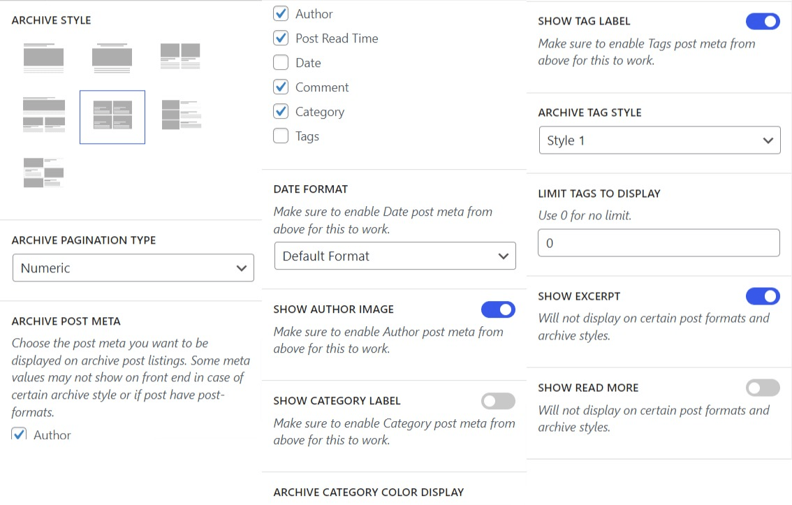 Archive Options | UnfoldWP Documentation